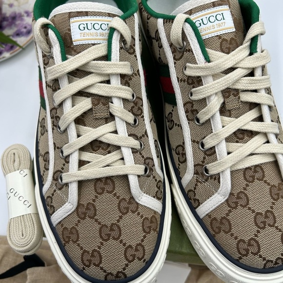 Men's Gucci tennis 1977 low top sneakers size 11 fits 11.5 US made in Italy - Picture 4 of 9
